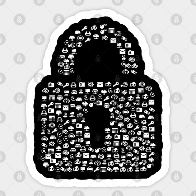 Padlock made of communication icons Sticker by All About Nerds